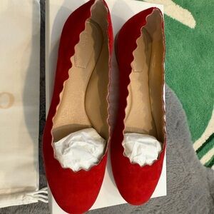 Chloe Red Scalloped Flats